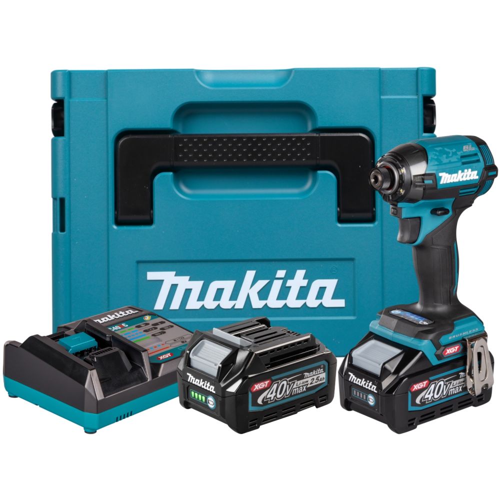 Аккумуляторный шуруповерт Makita TD002GD201, 40 В, 220 Нм, 4600 уд/мин, с 2 АКБ 2.5 Ач и ЗУ, в кейсе MakPac