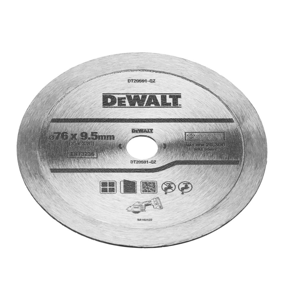 Алмазный диск сплошной сегмент DEWALT DT20591, 76х9.5 мм