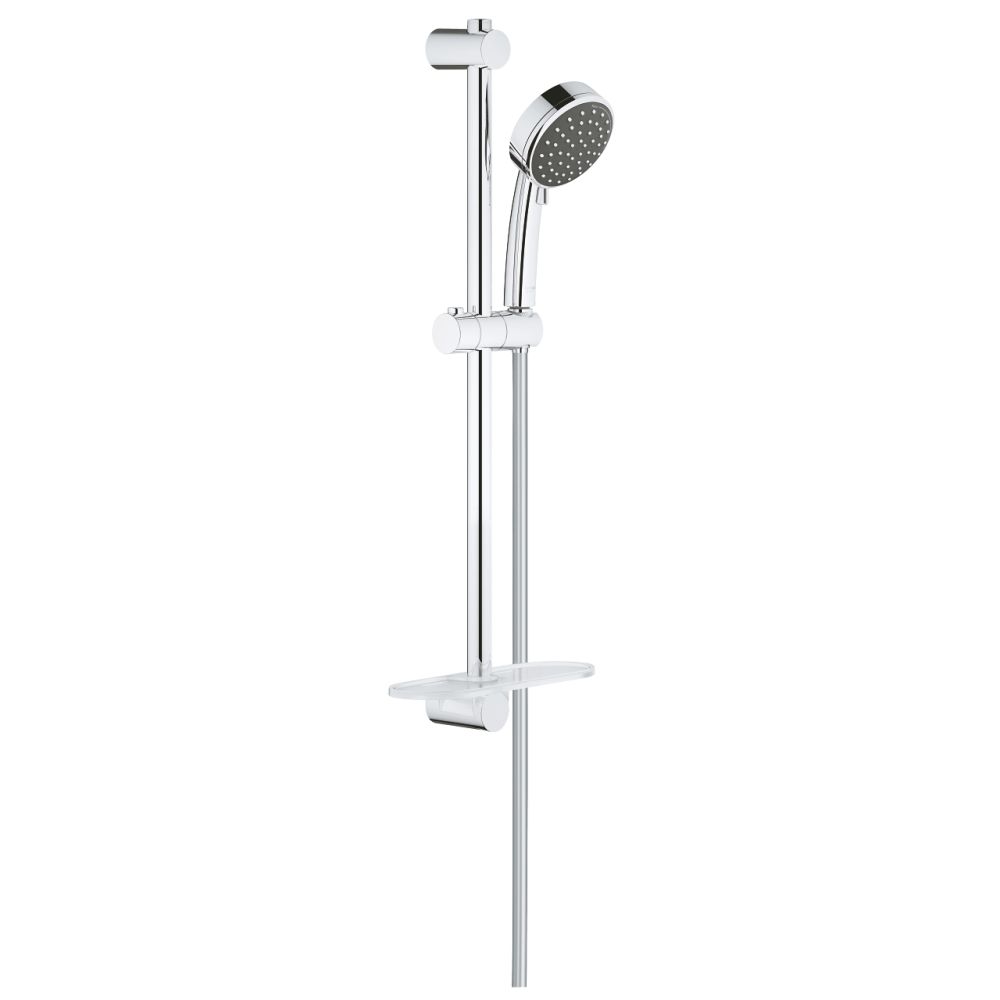 Душевой гарнитур GROHE QuickFix Vitalio Comfort 100 с мыльницей, 2 режима струи, душевая штанга 600 мм, 9,5 л/мин, хром (26398000)