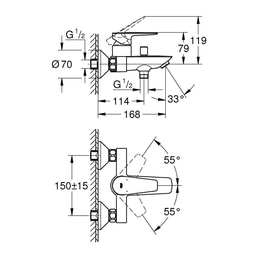 Смеситель для ванны GROHE Start Edge QuickFix, хром (24198001)