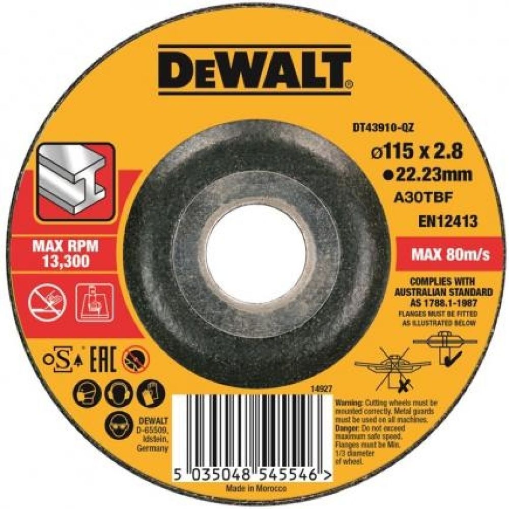 Круг отрезной DEWALT DT43910, по металлу, 115 x 22.2 x 3 мм, тип 42