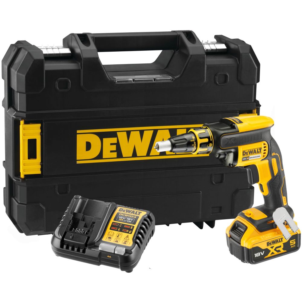 Аккумуляторный ленточный шуруповерт DEWALT DCF620P1T, 18 В, 30 Нм, 4400 об/мин, с АКБ 5 Ач и ЗУ, в кейсе TSTAK (DCF620P1NT-QW)