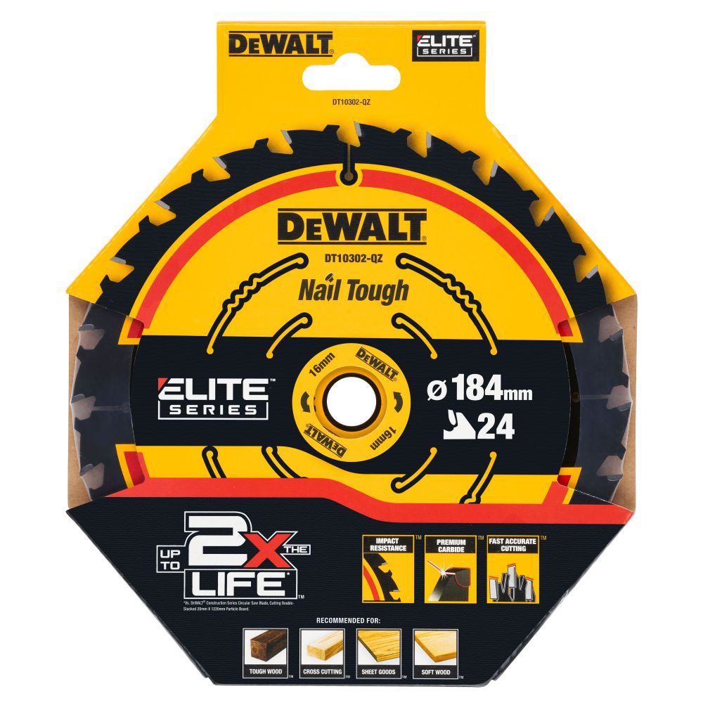 Пильный диск DEWALT DT10302, по дереву, 184х16х1 мм (DT10302-QZ)