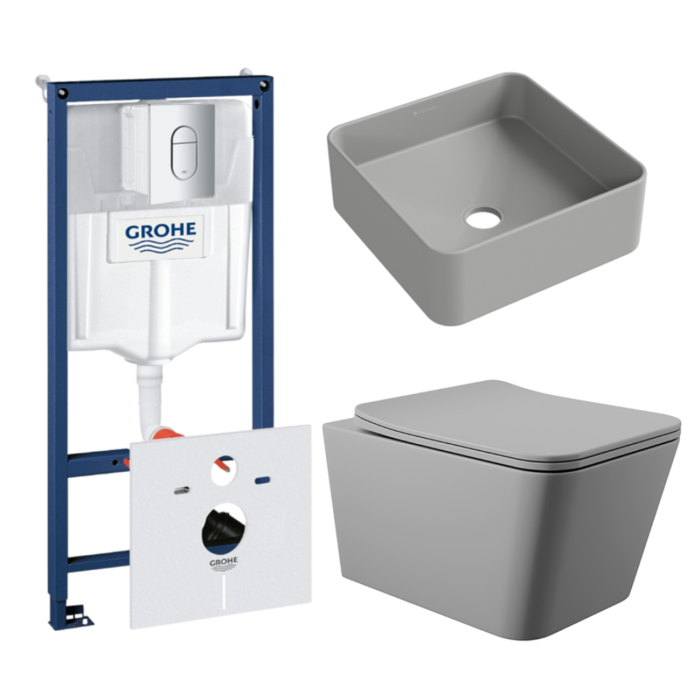 Комплект инсталляции GROHE Rapid SL NW0145/S с унитазом Aqueduto MACIO MACT2130 и раковиной Aqueduto ESPIRAL ESP0330 (NW0582)