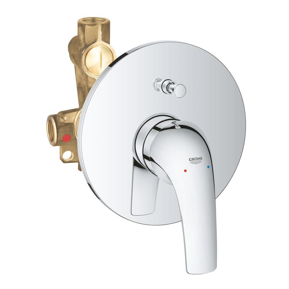 Смеситель для ванны GROHE Start Curve скрытого монтажа, в комплекте с монтажной частью, хром (29115000)