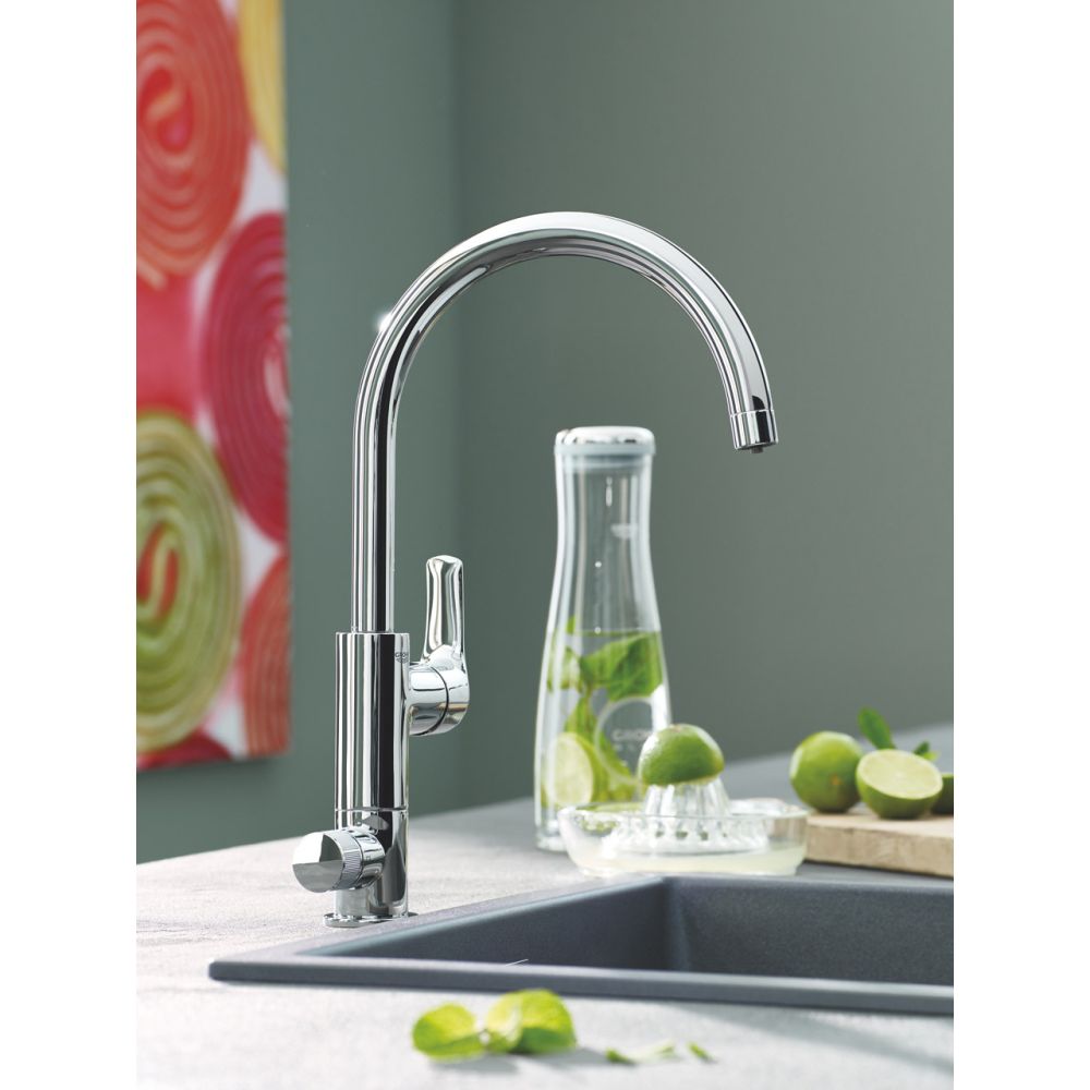 Смеситель для кухонной мойки GROHE Blue Pure Eurosmart с функцией фильтрации, с фильтром в комплекте, хром (30383000)
