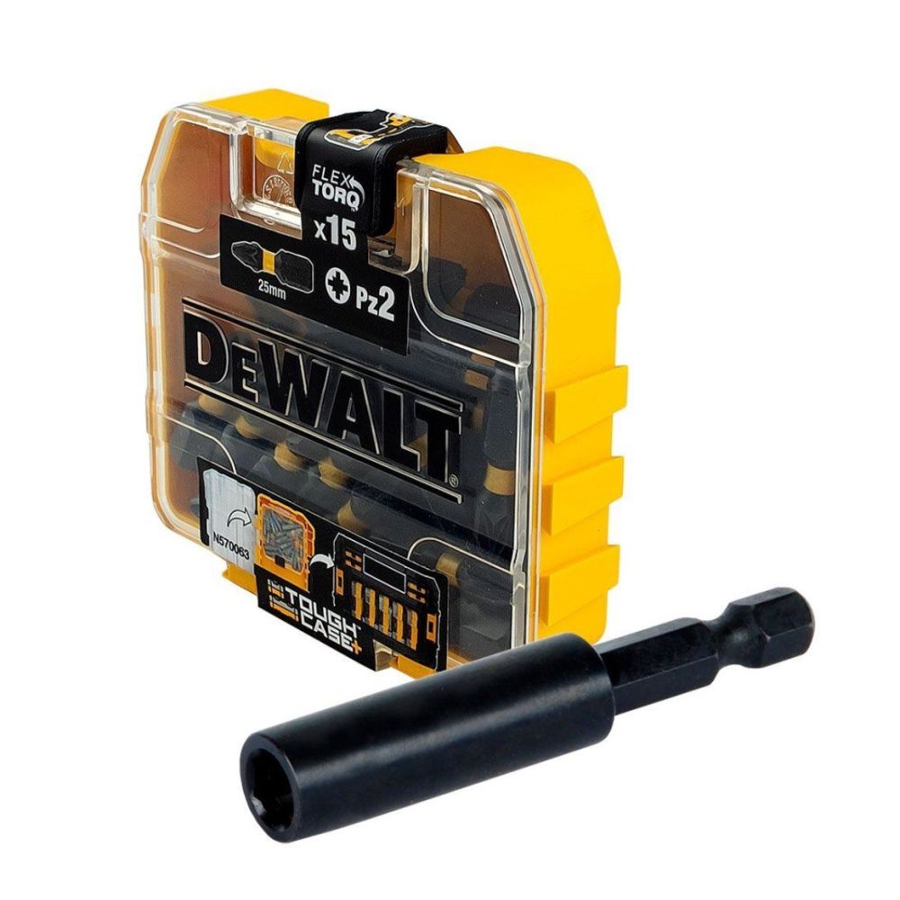 Набор бит DEWALT PZ2, 25 мм HEX, 15 шт. (DT70618T-QZ)