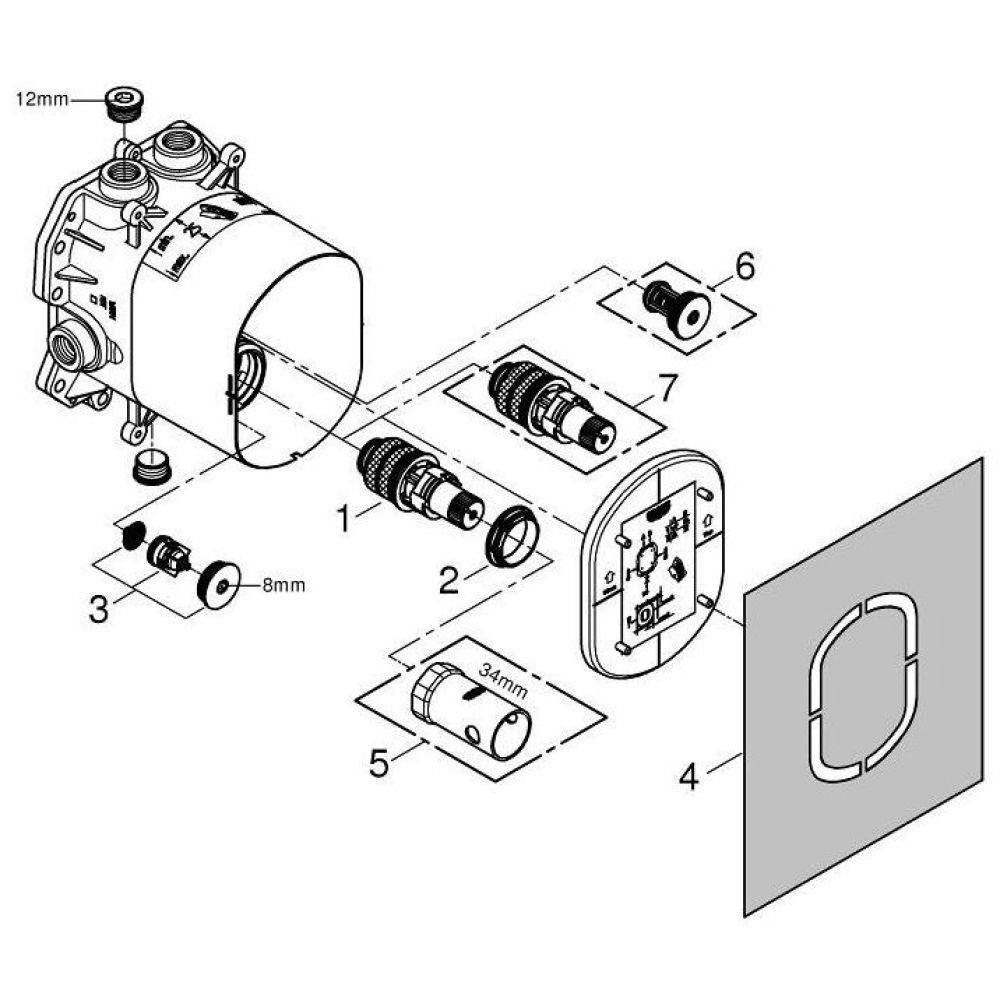 Встраиваемая часть термостата для ванны GROHE Rapido T для Grohtherm Special/Grohtherm F (35500000)