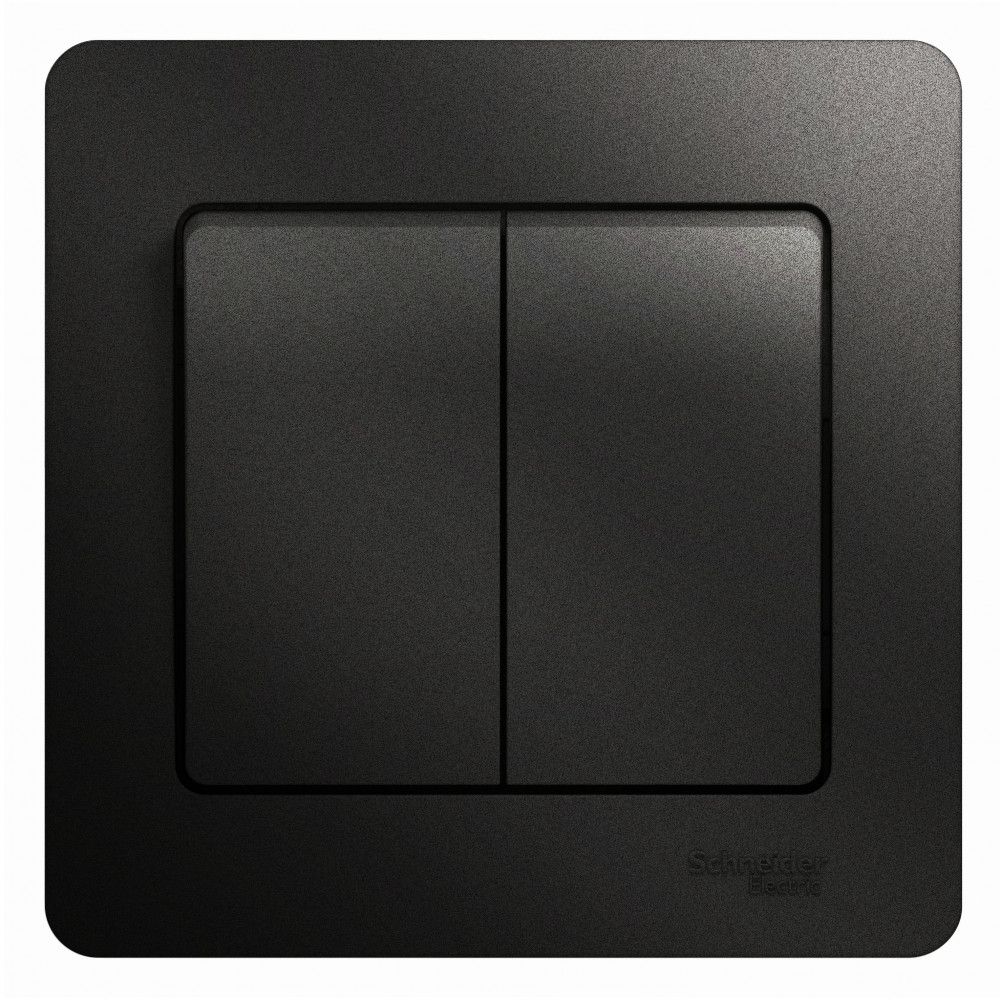 Выключатель 2-клавишный схема 5 10 AX Systeme Electric (Schneider Electric) Glossa, антрацит GSL000752