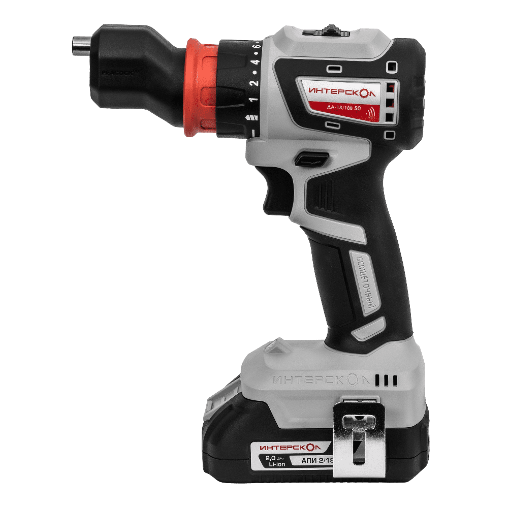 Аккумуляторная дрель-шуруповерт ИНТЕРСКОЛ Комби ДА-13/18В 50, 18 В, 1600 об/мин, с 2 АКБ 2 Ач и ЗУ, в кейсе (776.2.2.79)