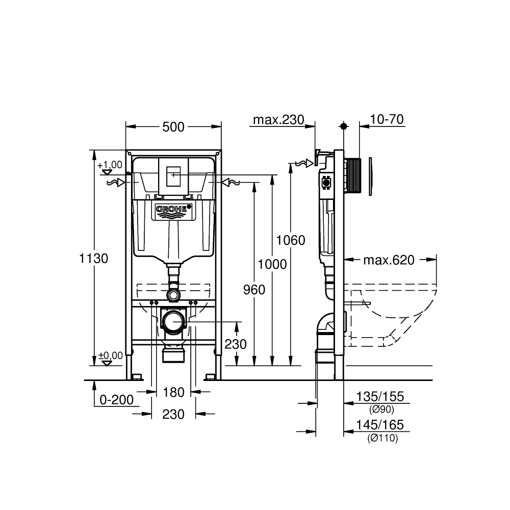 Комплект инсталляции GROHE Rapid SL 38775001 с унитазом Aqueduto OVO OVOT2130 и раковиной Aqueduto ESPIRAL ESP0230 (NW0613)