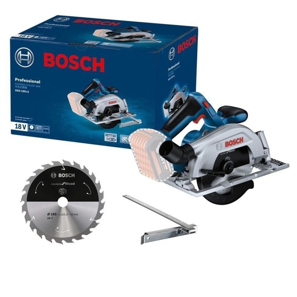 Аккумуляторная циркулярная пила Bosch GKS 185-LI, 18 В, 165 мм, 5000 об/мин, без АКБ и ЗУ, 06016C1221