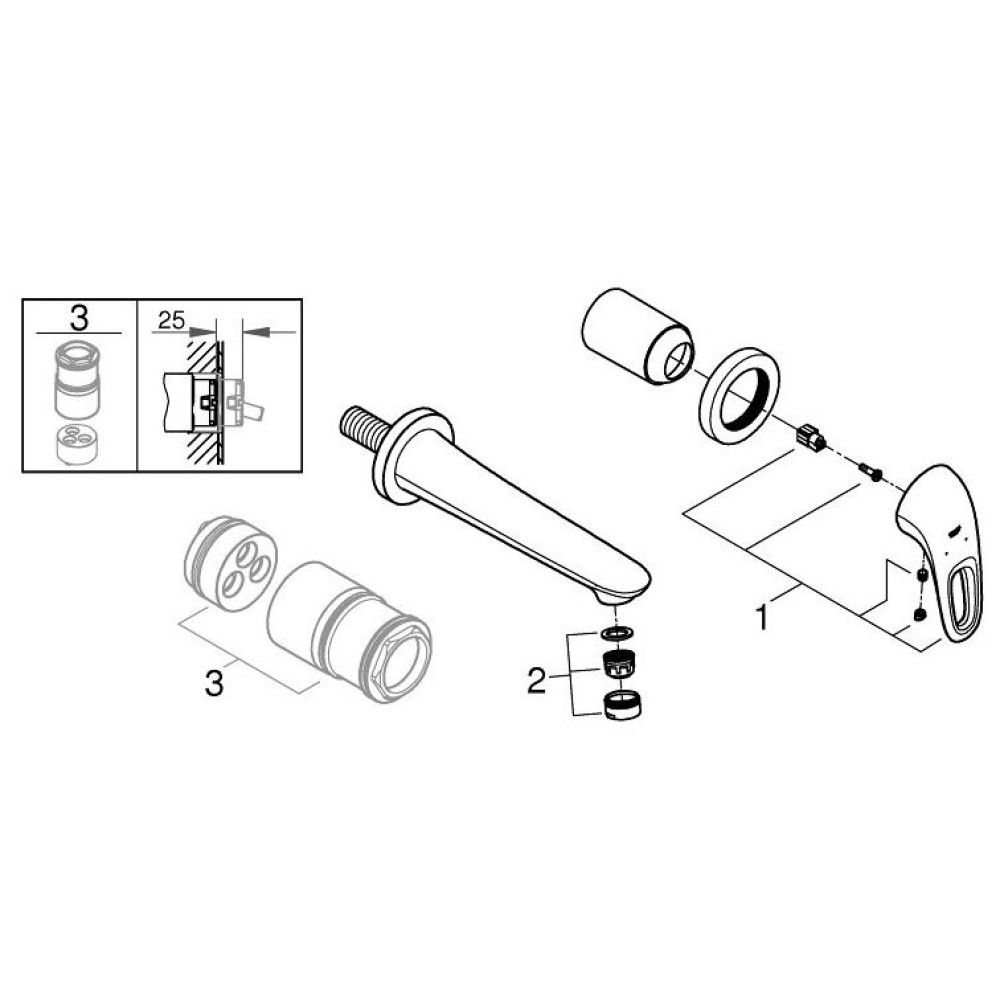 Внешняя часть смесителя для раковины GROHE Eurostyle, M-Size, хром (19571003)