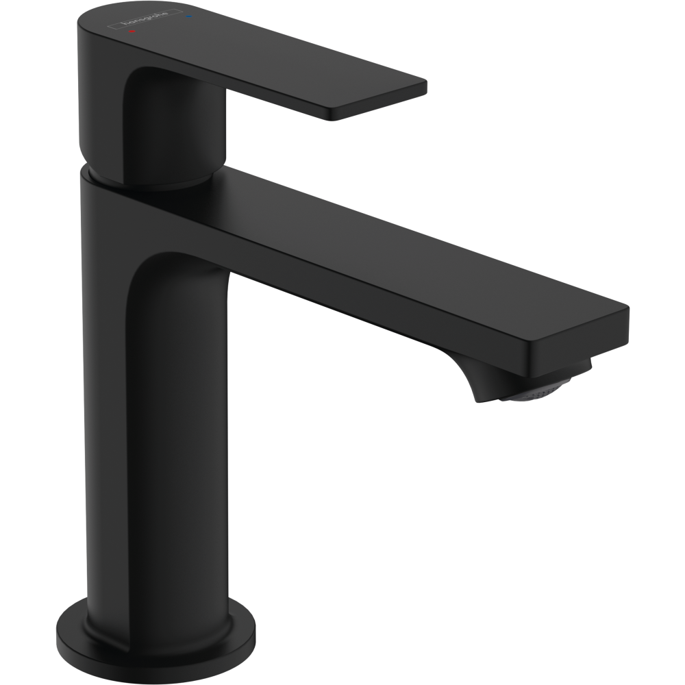 Смеситель для раковины hansgrohe Rebris E 110, со сливным гарнитуром 72557670, матовый черный