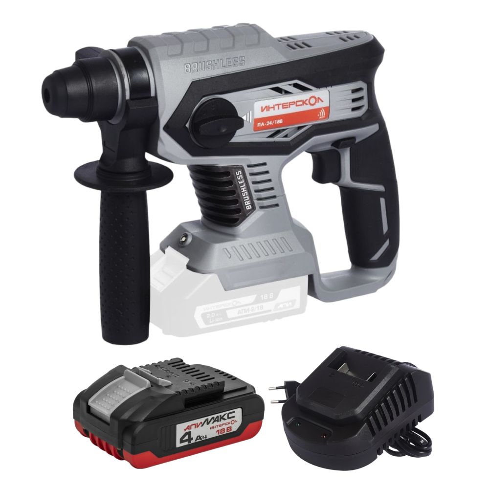 Аккумуляторный перфоратор ИНТЕРСКОЛ ПА-24/18В, 18 В, 2.2 Дж, 5300 уд/мин, с АКБ 4 Ач и ЗУ, в кейсе (579.0.0.70-B4C)