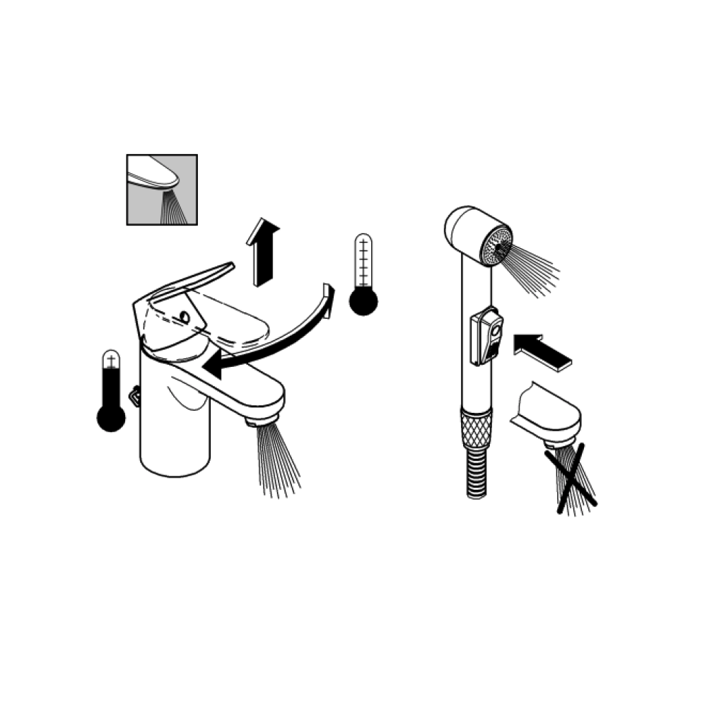 Смеситель для раковины GROHE BauEdge с гигиеническим душем, хром (23757001)