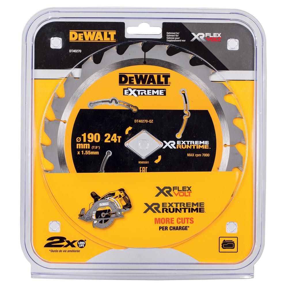Пильный диск DEWALT XR EXTREME RUNTIME DT40270, 190x30мм, 24T