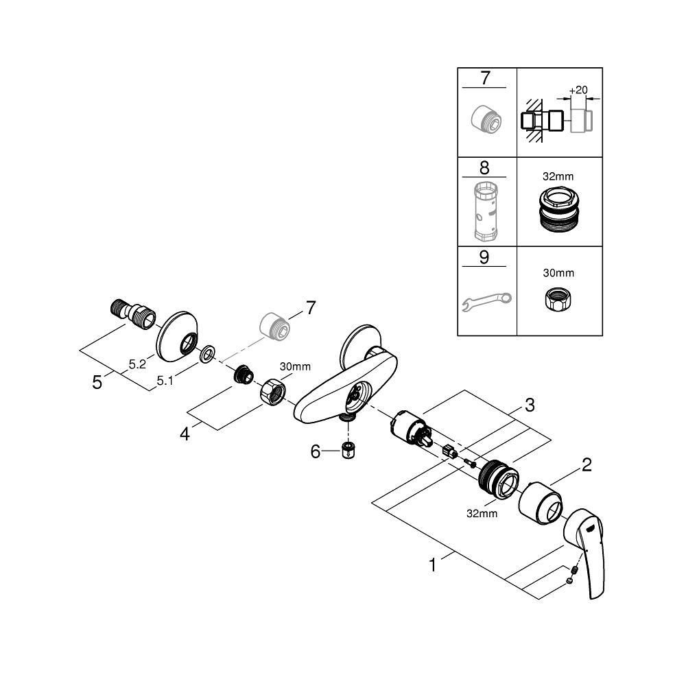Смеситель для душа GROHE Start QuickFix, хром (32279001)