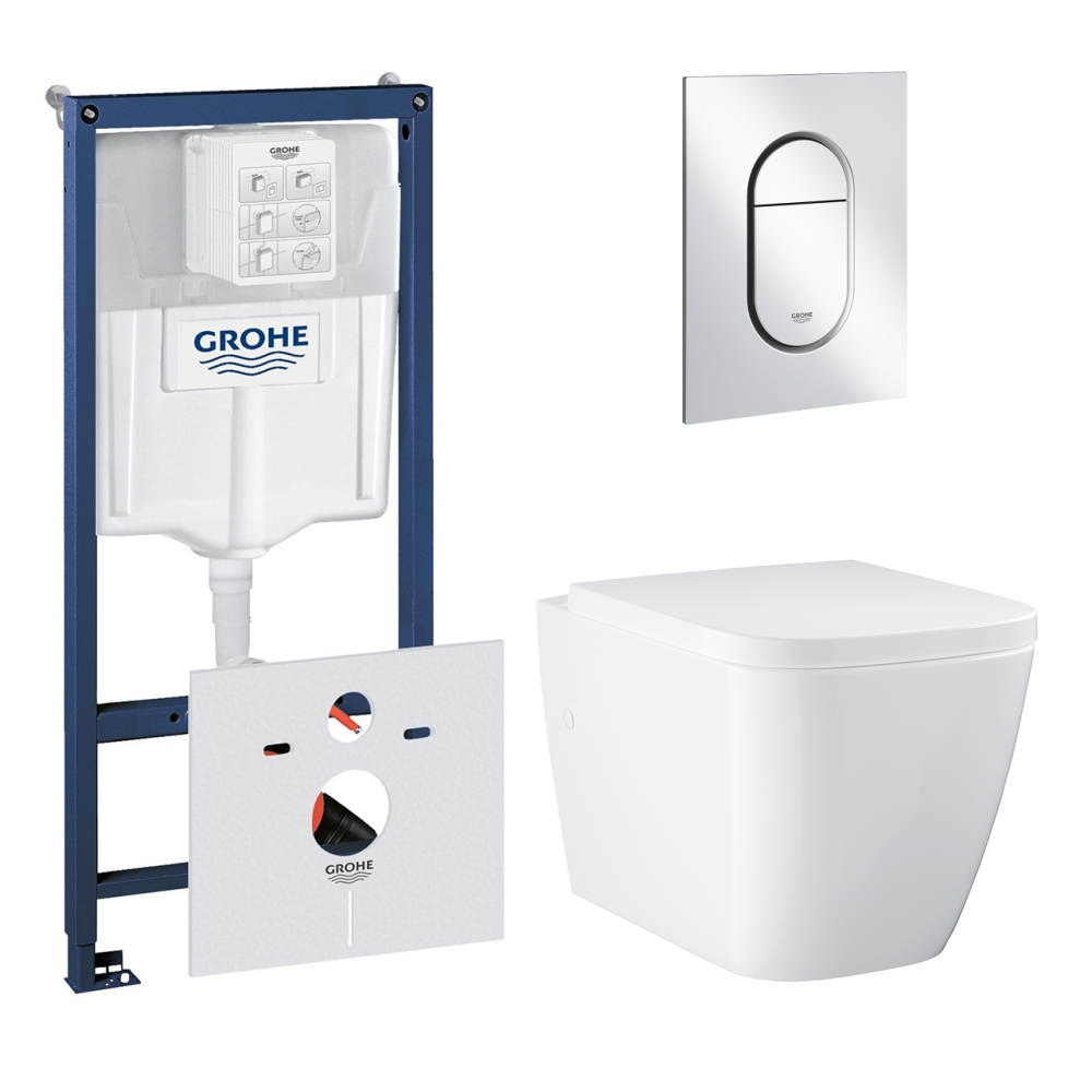 Комплект инсталляции GROHE Rapid SL 3 в 1 (NW0145/S) с унитазом GROHE Clova Ceramic Square и сиденьем с микролифтом (NW0662)