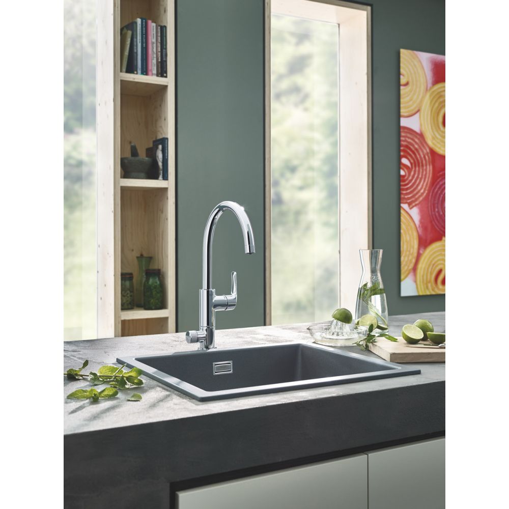 Смеситель для кухонной мойки GROHE Blue Pure Eurosmart с функцией фильтрации, с фильтром в комплекте, хром (30383000)