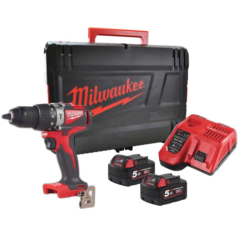 Аккумуляторная дрель-шуруповерт Milwaukee M18 BLPD2-502X, 18 В, 1800 об/мин, 28800 уд/мин, с 2 АКБ 5 Ач и ЗУ, в кейсе, 4933464518