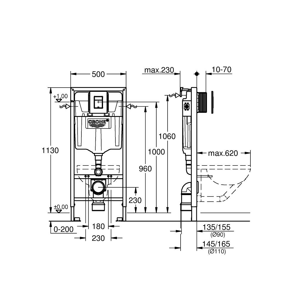 Комплект инсталляции GROHE Solido 38811KF0 с унитазом Aqueduto OVO OVOT2130 и раковиной Aqueduto ESPIRAL D400 ESP0130 (NW0595)