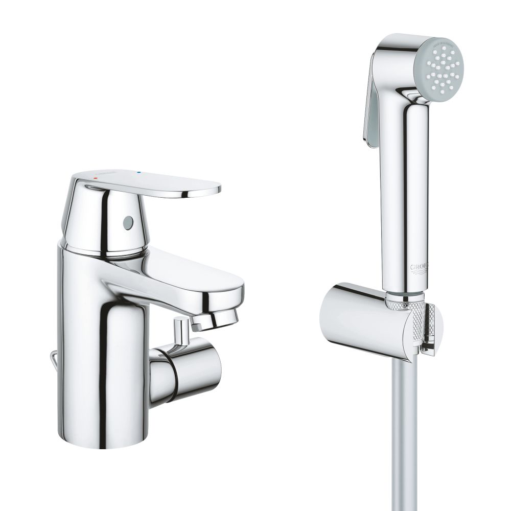Смеситель для раковины GROHE Eurosmart Cosmopolitan с цепочкой и гигиеническим душем, S-size, хром (23433000)