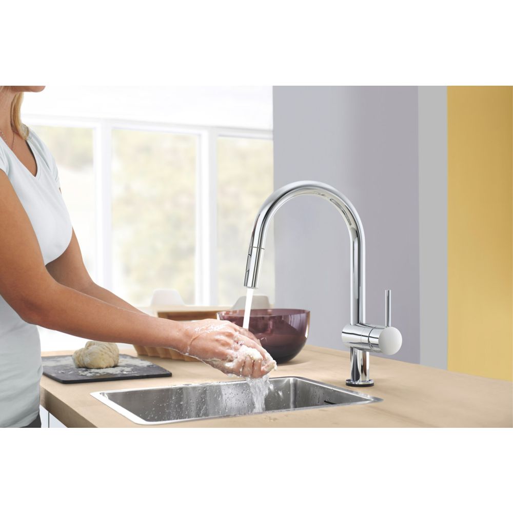 Смеситель для кухни GROHE Minta Touch сенсорный с вытяжным душем, хром (31358002)