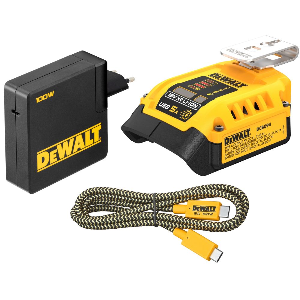 USB-адаптер для аккумуляторов DEWALT DCB094K, 18/54 В, 2.4 и 5 А (DCB094K-QW)