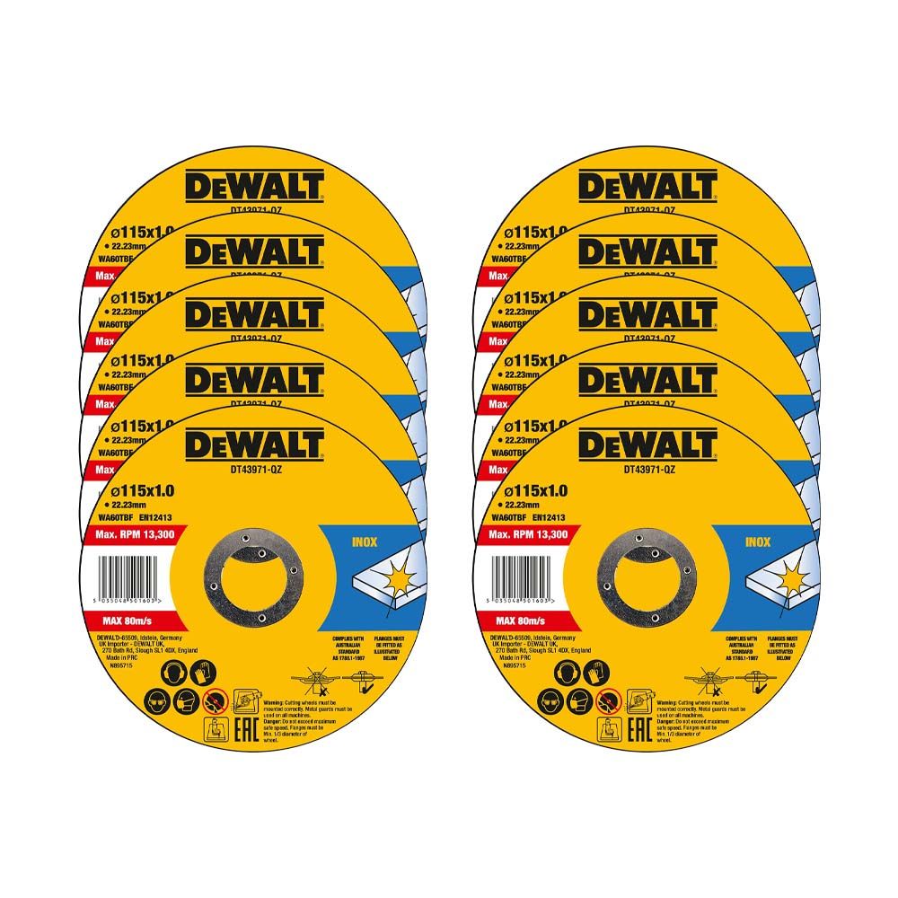 Диск отрезной DEWALT DT43971, по металлу, 115х22.23х1 мм, 10 шт. (DT43971-QZ)