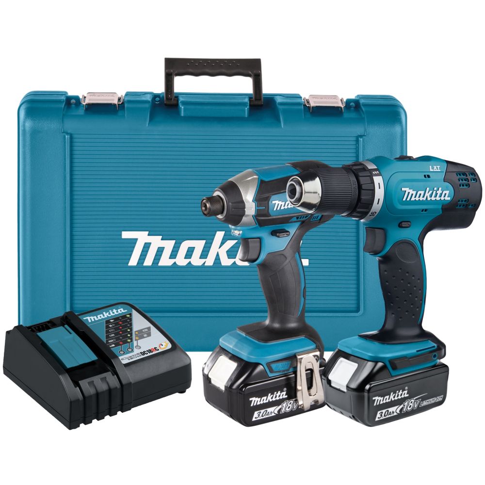Аккумуляторный набор Makita, 18 В: дрель-шуруповерт DDF453 + шуруповерт DTD152, с АКБ 3 Ач и ЗУ, в кейсе