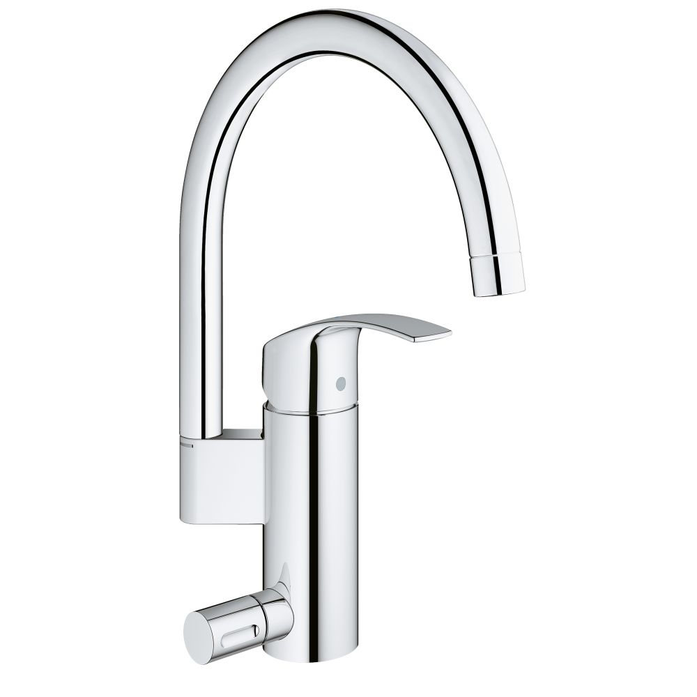Смеситель для кухни GROHE Eurosmart с функцией экономии воды и интегрированным запорным клапаном, хром (33490002)