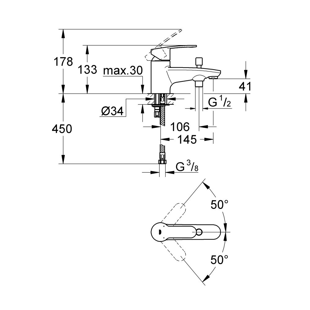 Смеситель для ванны GROHE Eurostyle Cosmopolitan, хром (33614002)