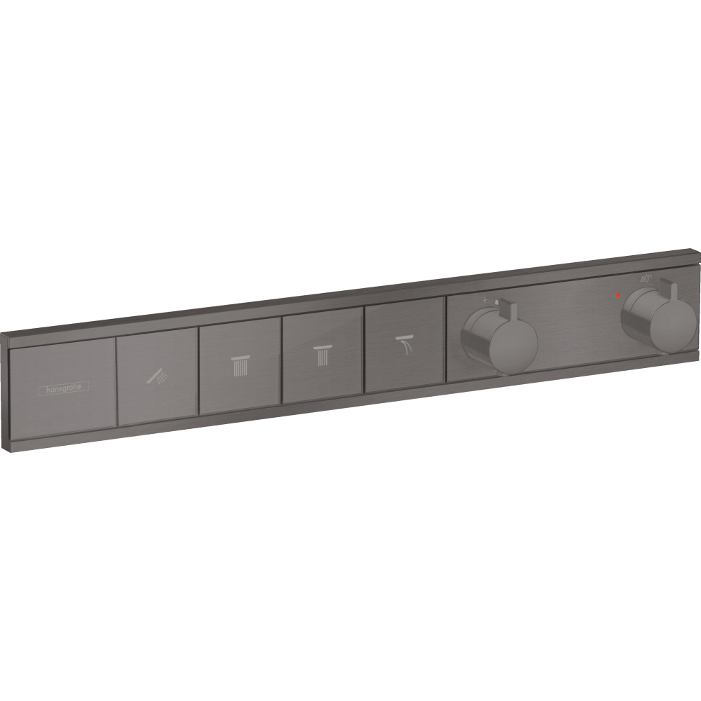 Внешняя часть термостата для душа hansgrohe RainSelect скрытого монтажа на 4 потребителя 15382340, шлифованный черный хром