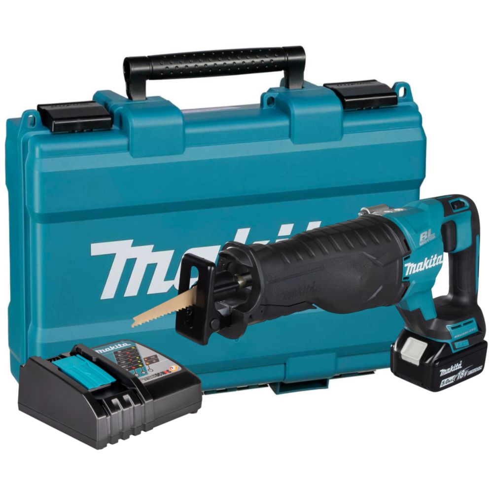 Аккумуляторная сабельная пила Makita DJR187RT, 18 В, 3000 ход/мин, 32 мм, с АКБ 5 Ач и ЗУ, в кейсе