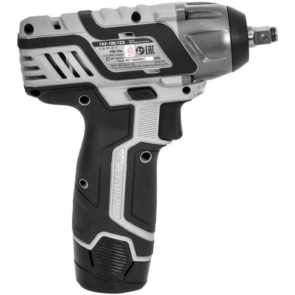 Аккумуляторный ударный гайковерт ИНТЕРСКОЛ ГАУ-100/12Э, 12 В, 100 Нм, 3000 уд/мин, с 2 АКБ 2 Ач и ЗУ, в кейсе (807.2.2.70)