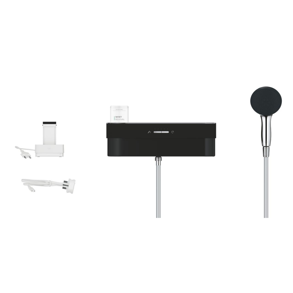 Душевой набор GROHE Purefoam, 2 режима, 1750 мм, 7,6 л/мин, хром/черный (1033670000)