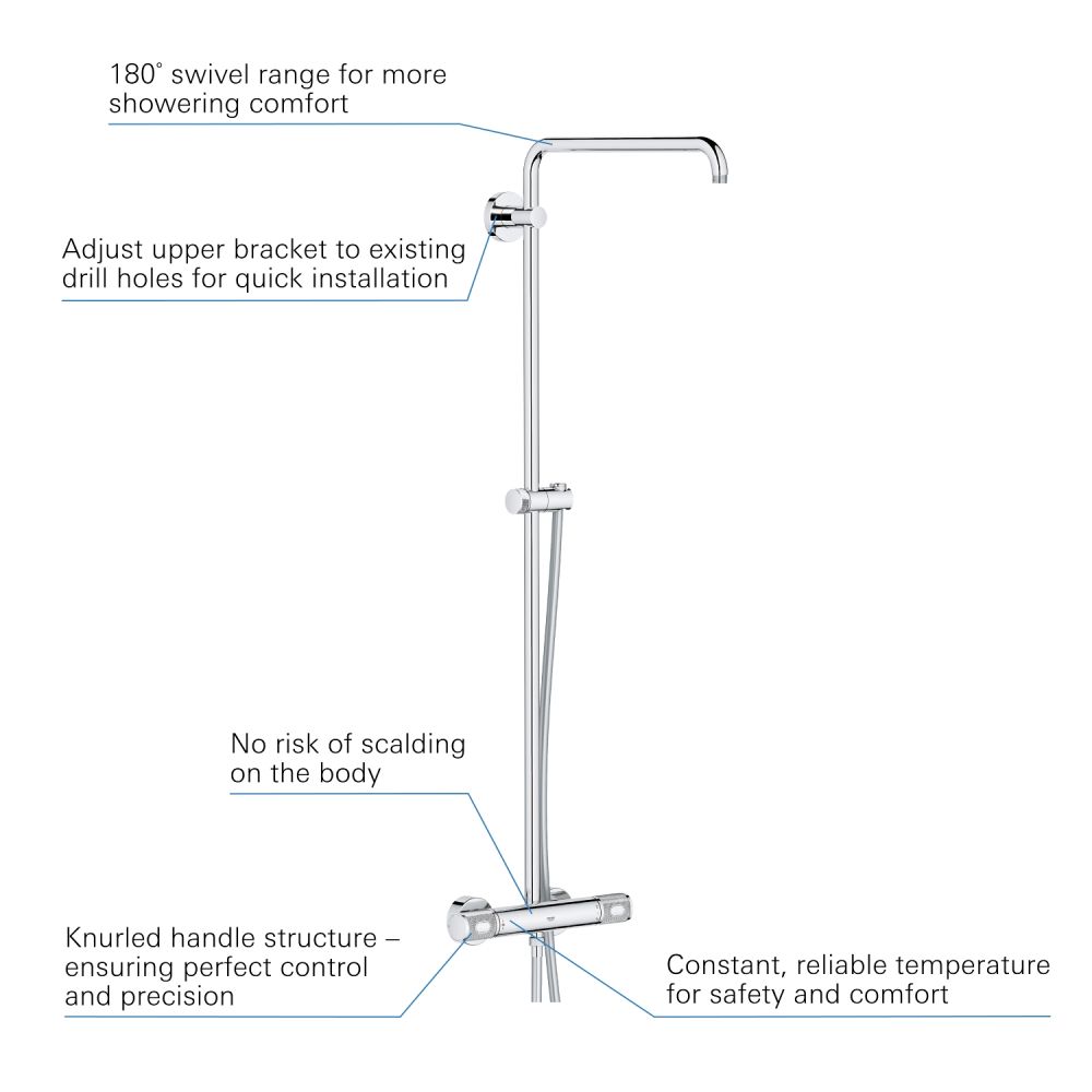 Душевая система GROHE Euphoria System с термостатом для душа, хром (26241001)