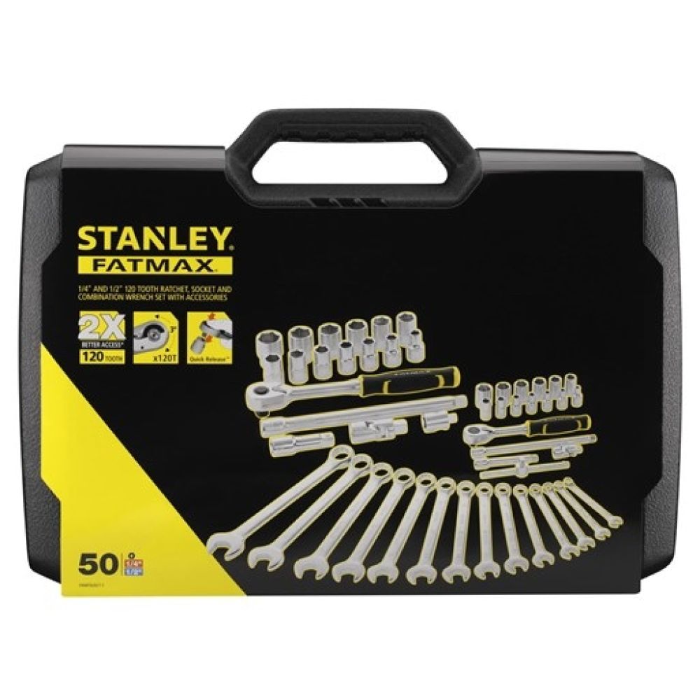 Набор торцевых головок и комбинированных ключей FATMAX STANLEY T82827-1, 1/4"+1/2", 49 предметов