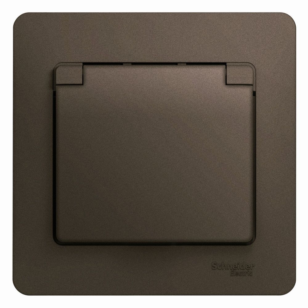 Розетка с заземлением со шторками с крышкой 16А IP20 в сборе Systeme Electric (Schneider Electric) Glossa, шоколад GSL000846