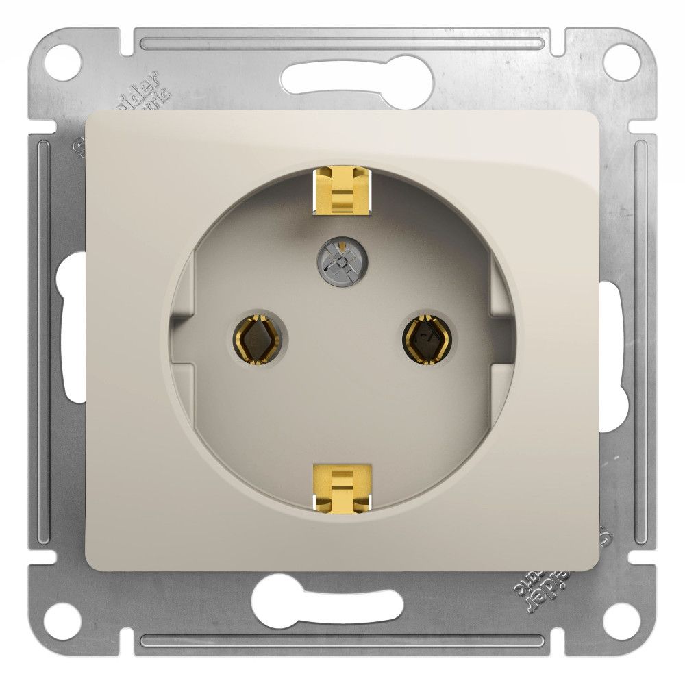 Розетка с заземлением 16А 250В механизм Systeme Electric (Schneider Electric) Glossa, молочный GSL000943/3, 3 шт.