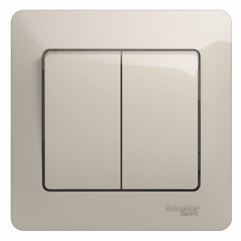 Выключатель 2-клавишный схема 5 10AX в сборе Systeme Electric (Schneider Electric) Glossa, молочный GSL000952