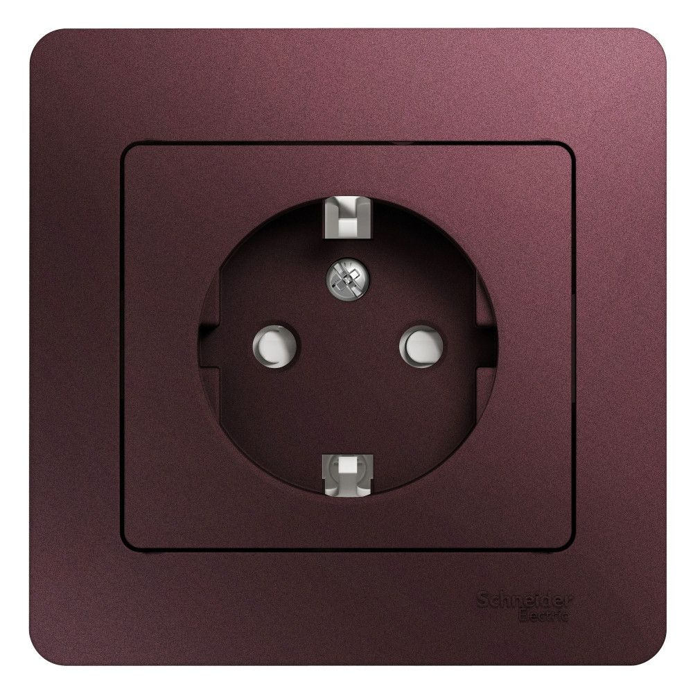Розетка с заземлением со шторками 16А 250В в сборе Systeme Electric (Schneider Electric) Glossa, баклажановый GSL001144