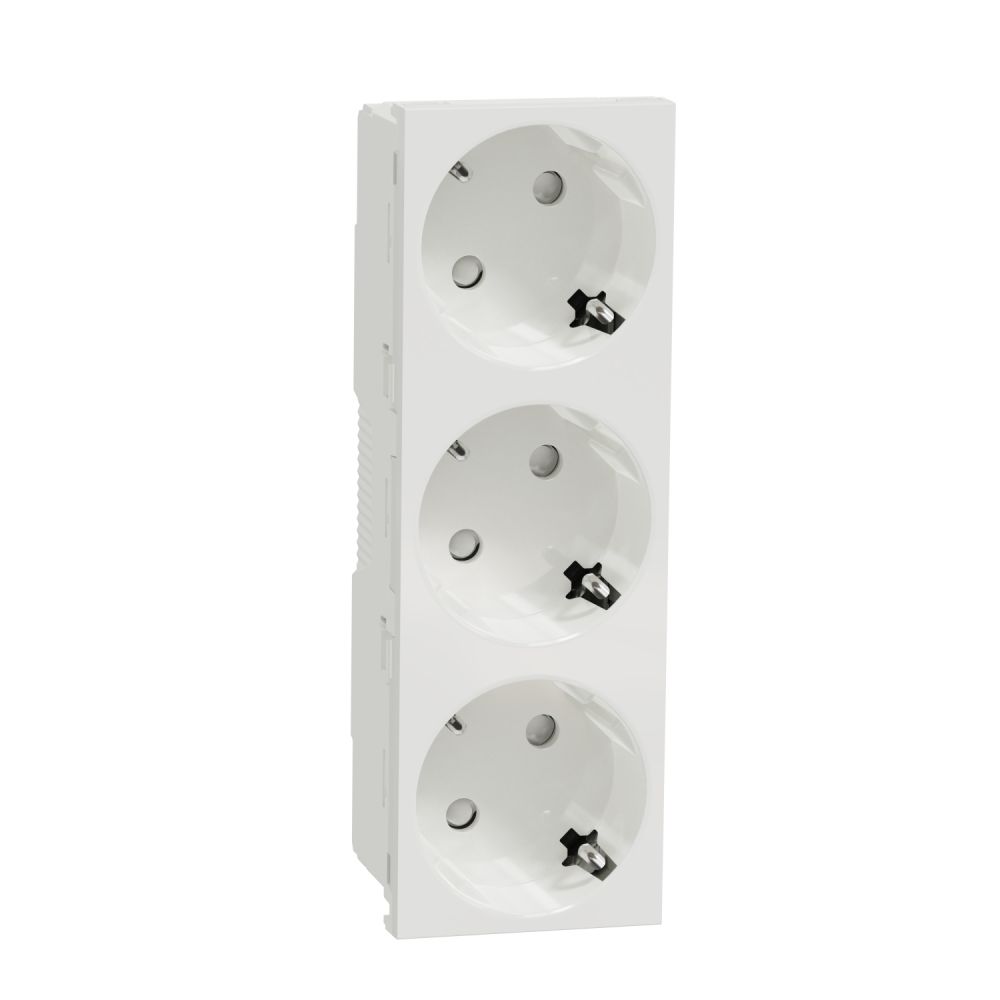 Розетка 3х(2К+З) 45гр, шторки, безвинтовые клеммы, Schneider Electric Unica  Modular NU307618 белая купить в интернет магазине Клуб Мастеров