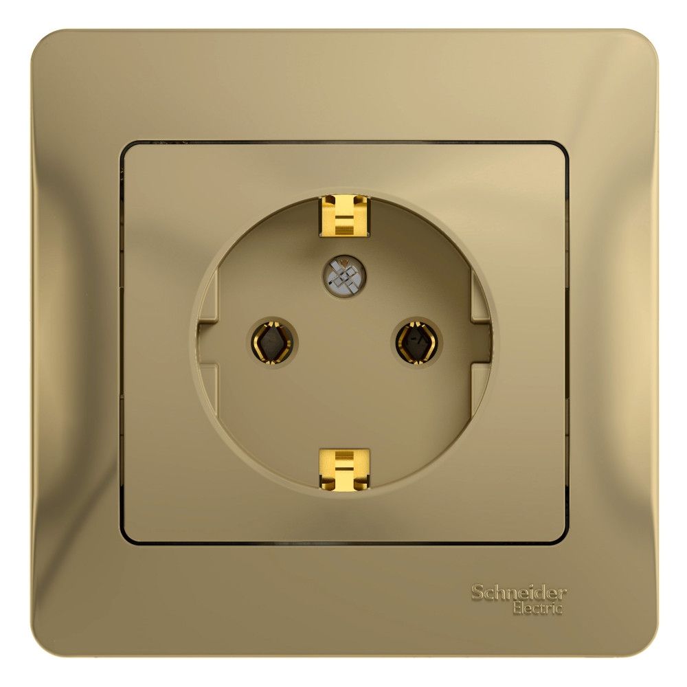 Розетка с заземлением 16А Systeme Electric (Schneider Electric) Glossa, титан GSL000442