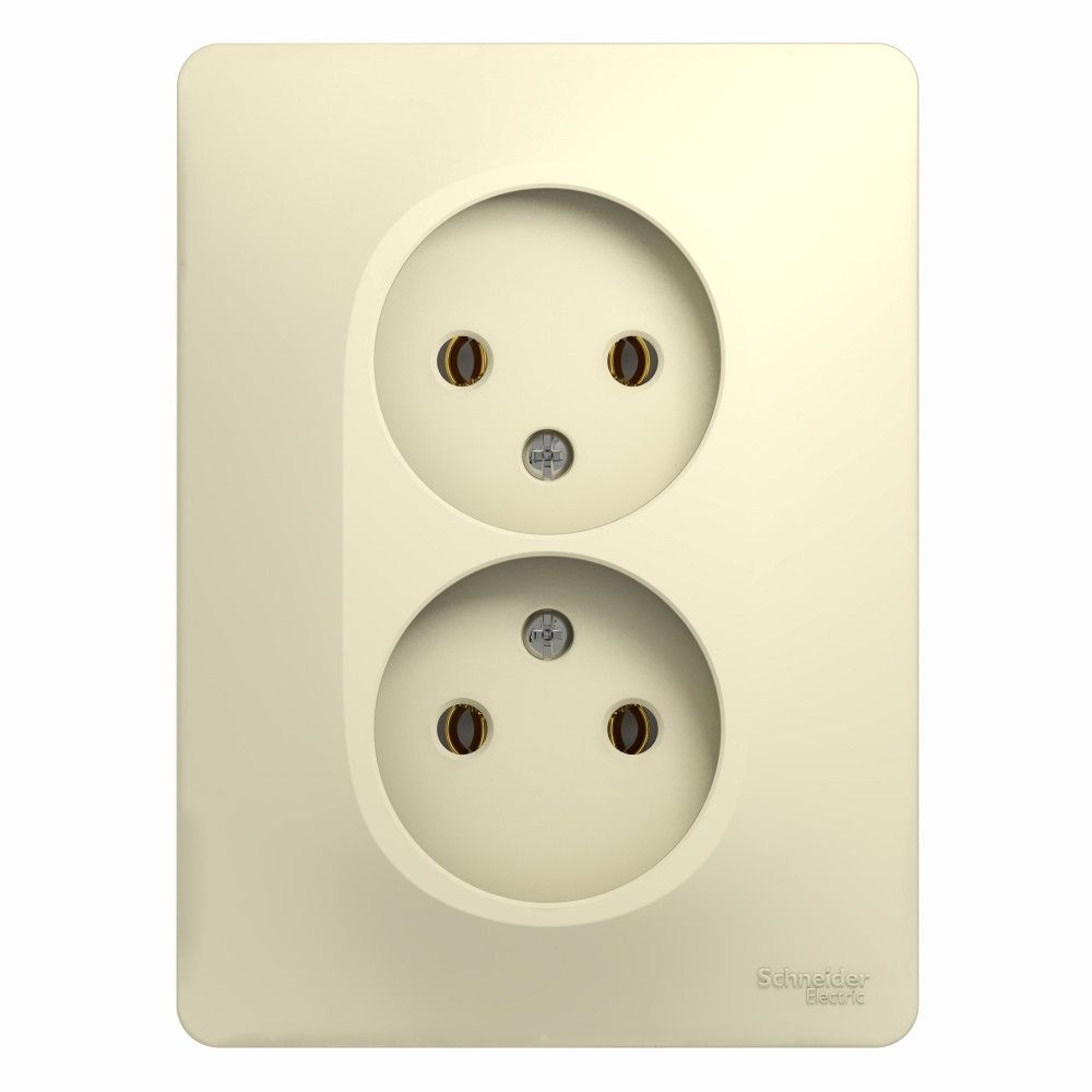 Розетка двойная без заземления 16А Systeme Electric (Schneider Electric) Glossa, бежевый GSL000220