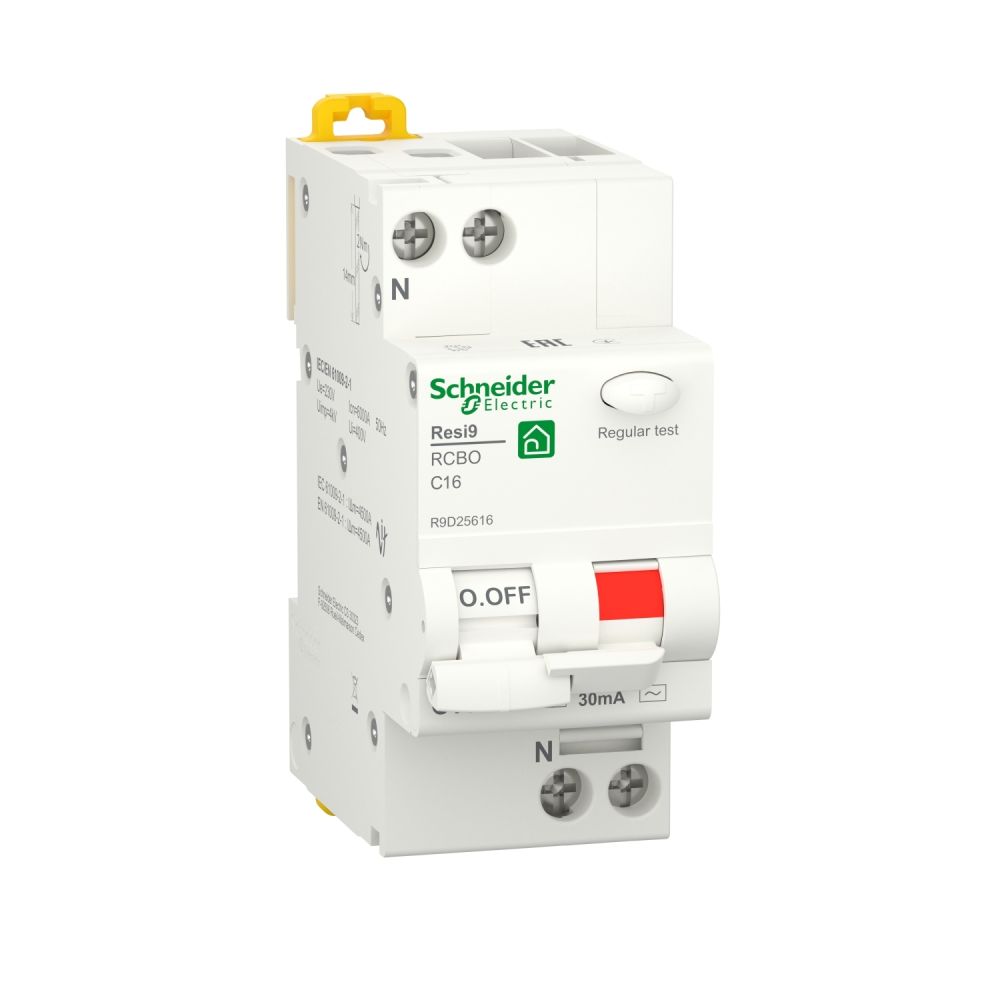 Автоматический выключатель дифференциального тока (ДИФ) 1P+N С 16А 6000A 30мА тип AС Resi9 Schneider Electric R9D25616