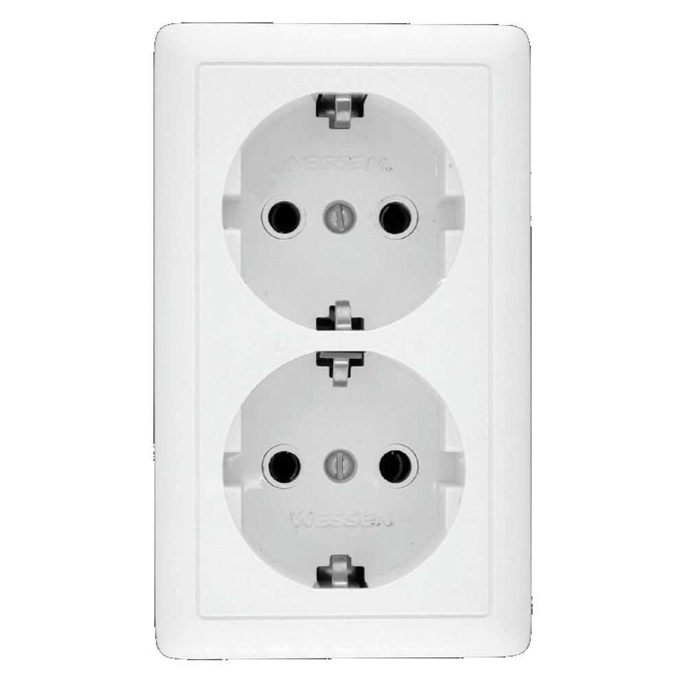 Розетка двойная с заземлением 16А Systeme Electric (Schneider Electric) Hit, белый RA16-238-B