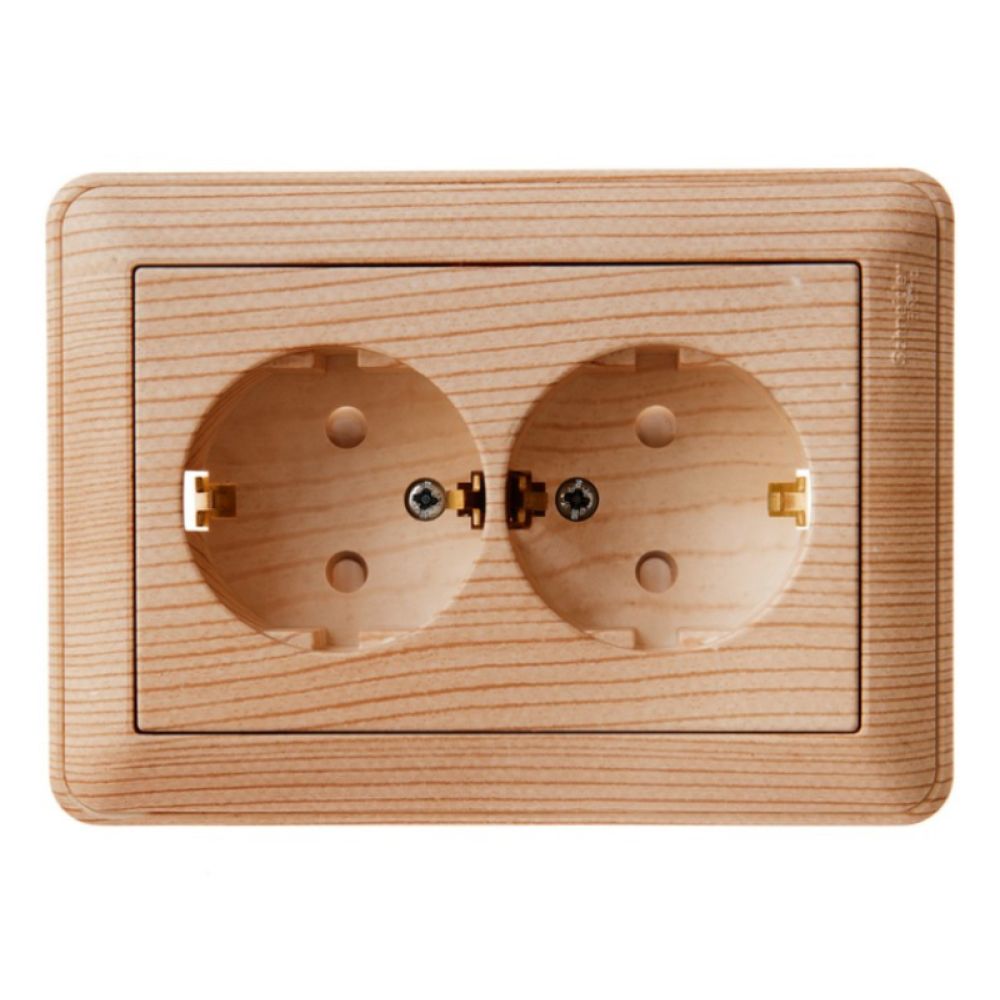 Розетка двойная с заземлением со шторками 16А Systeme Electric (Schneider Electric) W59, сосна RS16-255-78