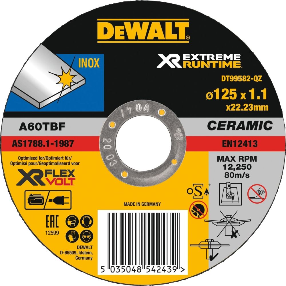 Диск отрезной, DEWALT DT99582 XR 125 мм x 1.1 мм INOX Cutting